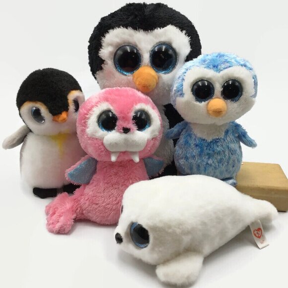 Ty Beanie Boos Arctic Animals Ice Cube Tusk Pongo Waddles Penguin Seal Walrus - Picture 1 of 15